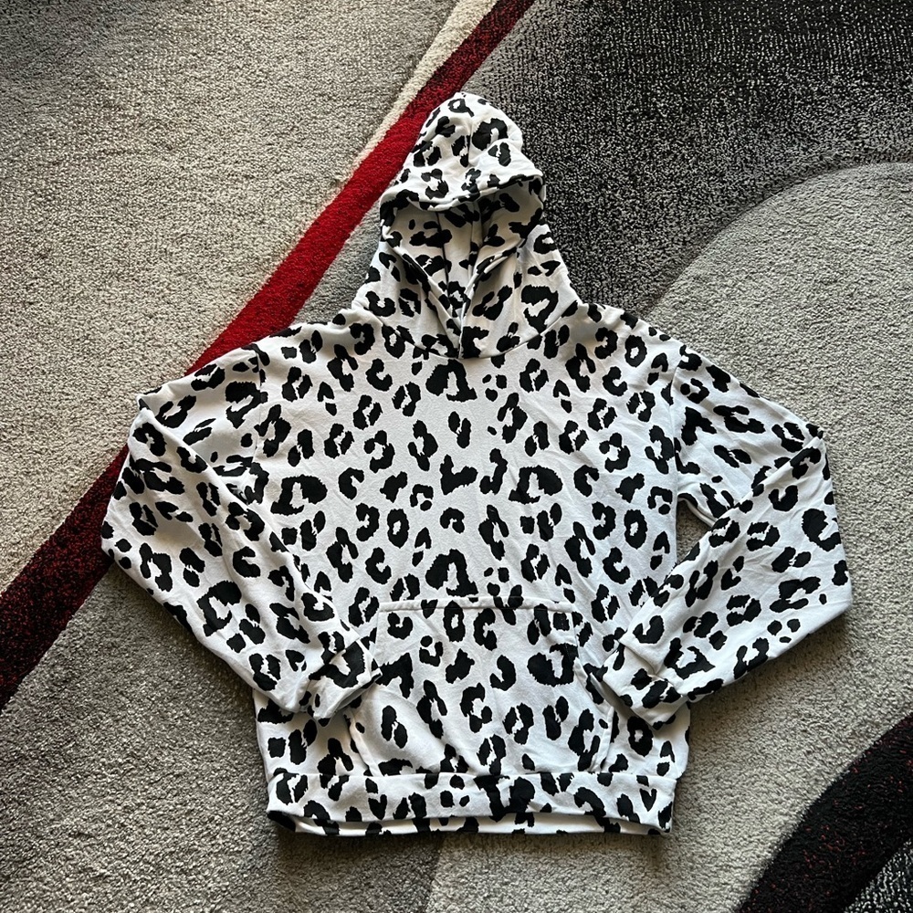 Guy Laroche Black White Animal Print Hoodie